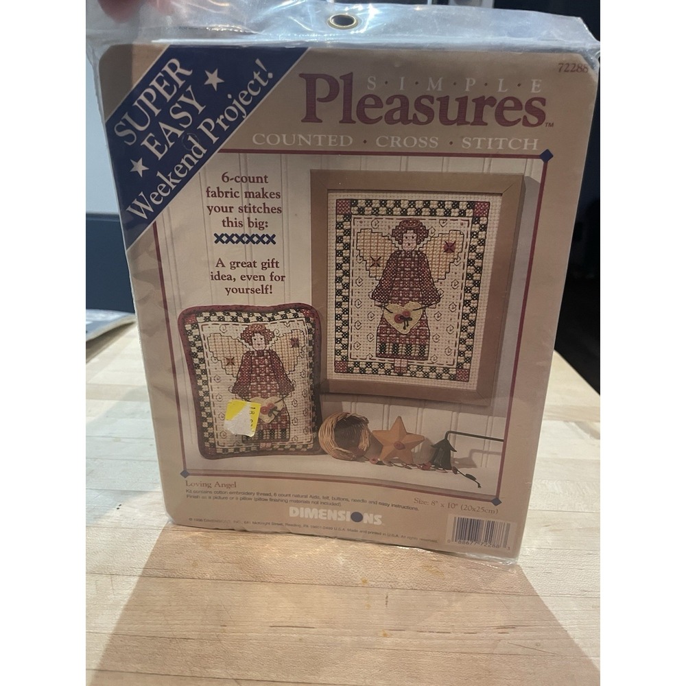 Dimensions 6 Count Cross Stitch Primitive Loving Angel Kit Large Stitch Simple